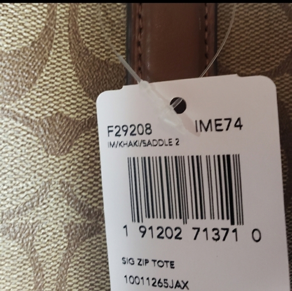 New Coach Zip Top Tote In Signature Canvas khaki nwt - Picture 5 of 11